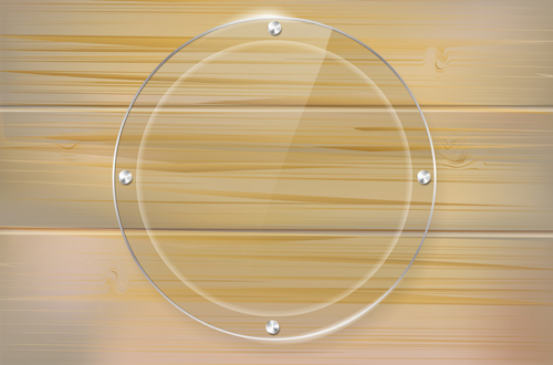 Glass frame with wood textures background vector 05