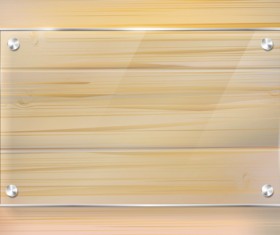 Glass frame with wood textures background vector 06