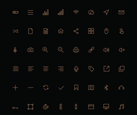 Gold outline icons pack