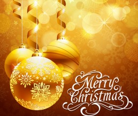 Golden christmas ball with background vector