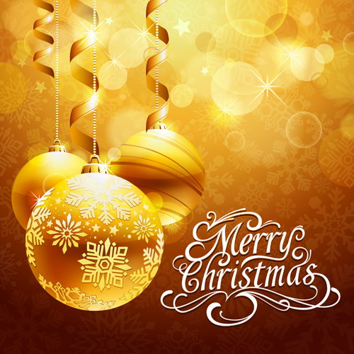 Golden christmas ball with background vector free download