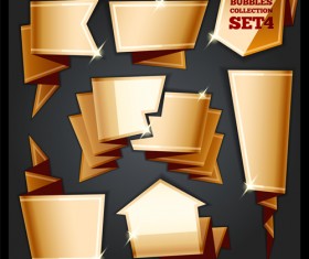 Golden origami speech bubbles vector