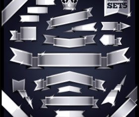 Gray paper banners vector