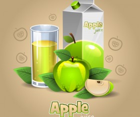 Green apple juice with cup vector