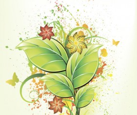 Green leaves with grunge background vector