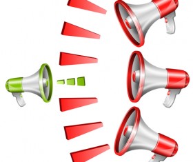 Green with red megaphone design vectors