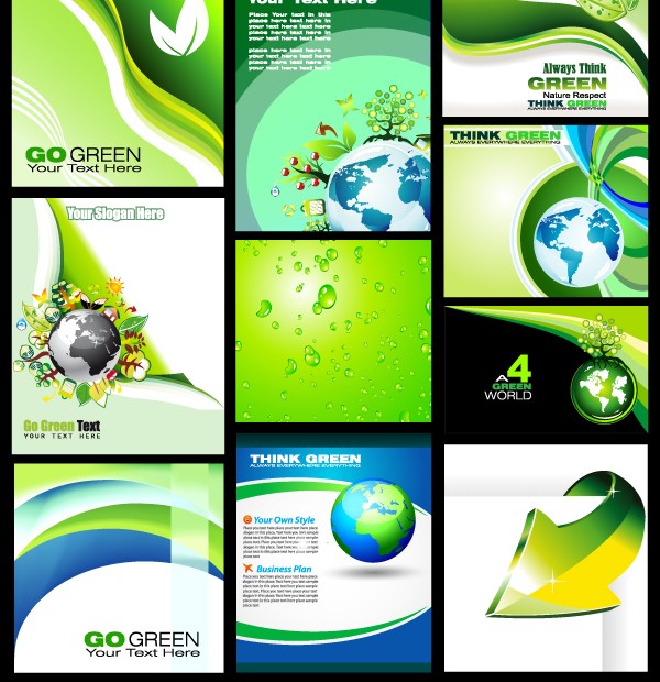 Green design elements background set vector