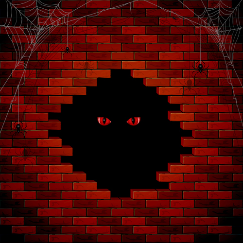 Halloween brick wall background vector 01