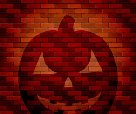 Halloween brick wall background vector 03