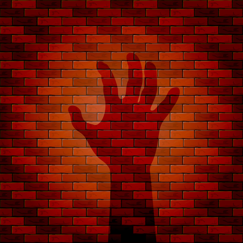 Halloween brick wall background vector 04