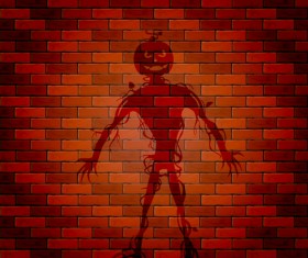 Halloween brick wall background vector 05