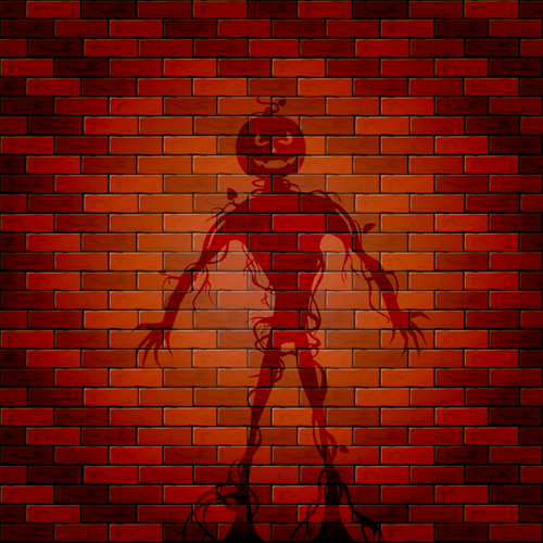 Halloween brick wall background vector 05