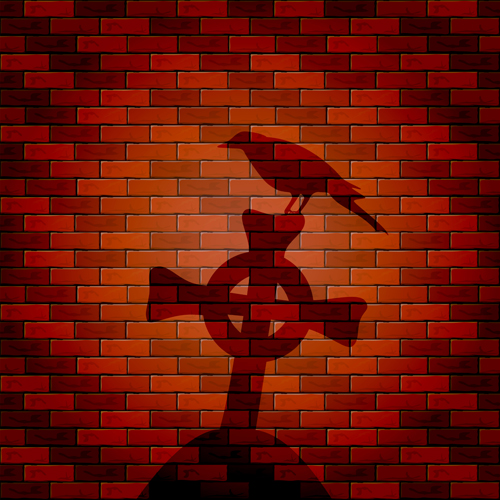Halloween brick wall background vector 06