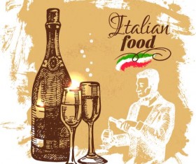Hand drawn Italian food design vector material 01