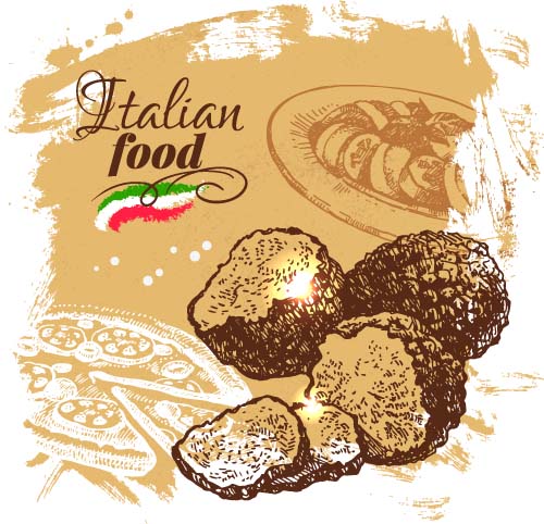 Hand drawn Italian food design vector material 02