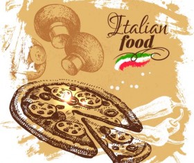 Hand drawn Italian food design vector material 03