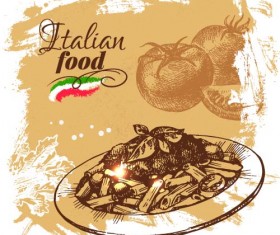 Hand drawn Italian food design vector material 04