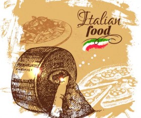 Hand drawn Italian food design vector material 05