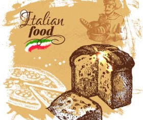 Hand drawn Italian food design vector material 06