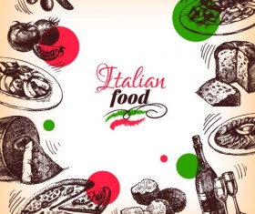 Hand drawn Italian food design vector material 07