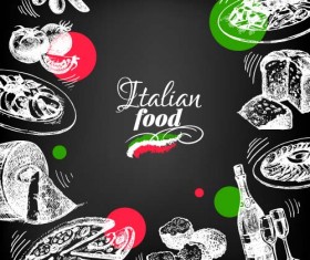 Hand drawn Italian food design vector material 08