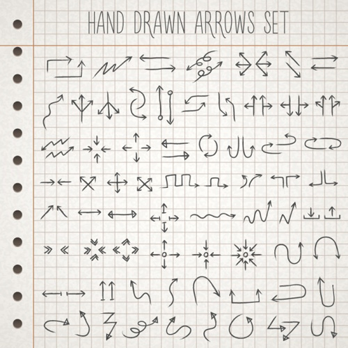 Hand drawn arrows design vector set