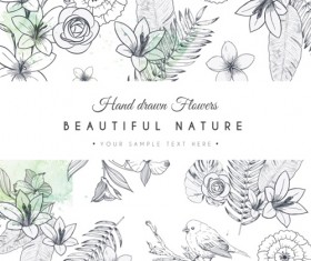 Hand drawn bird with flower vector