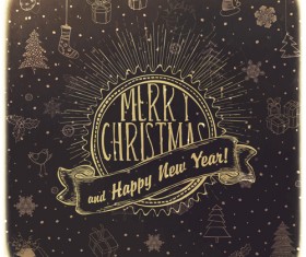 Hand drawn christmas background vintage vector