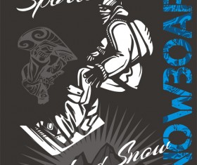 Hand drawn snowboard winter sport vector set 02
