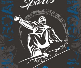 Hand drawn snowboard winter sport vector set 04
