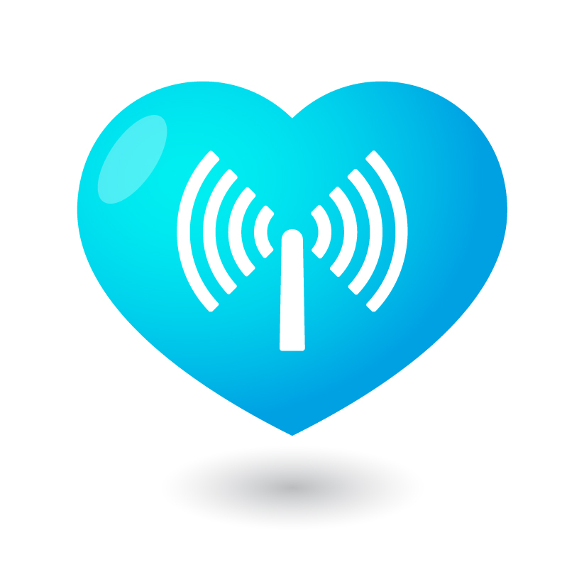 Heart Wi-Fi wireless signal vector material