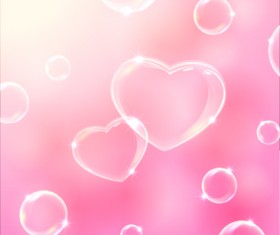 Heart bubbles with pink background vector