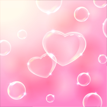 Heart bubbles with pink background vector