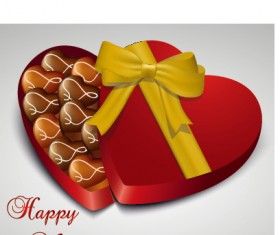 Heart candy with box valentine day vector