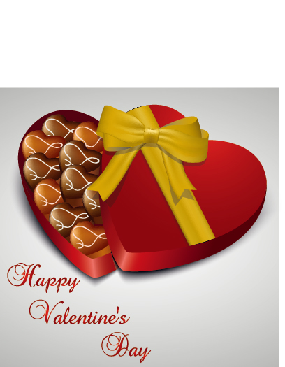 Heart candy with box valentine day vector