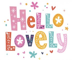 Hello lovely wordart vector design 01