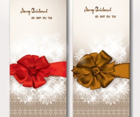 Exquisite ribbon bow gift cards vector set 15 free download