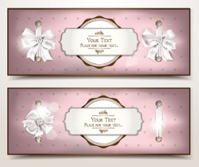 Holiday gift cards with ribbon bow vector 06