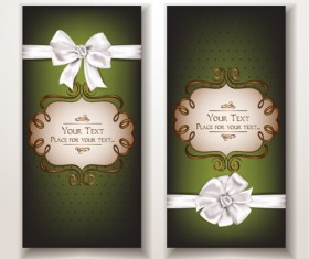 Holiday gift cards with ribbon bow vector 08