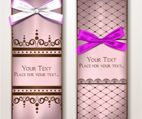 Holiday gift cards with ribbon bow vector 10