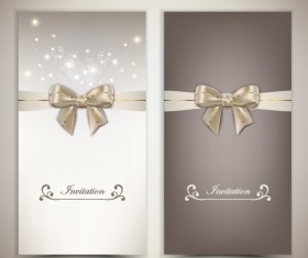 Holiday gift cards with ribbon bow vector 11
