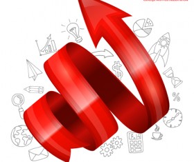 Infographic concept with red ribbon arrow vector
