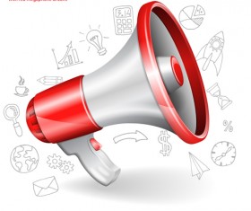 Infographics with red megaphone vector 01