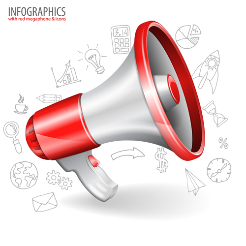 Infographics with red megaphone vector 01