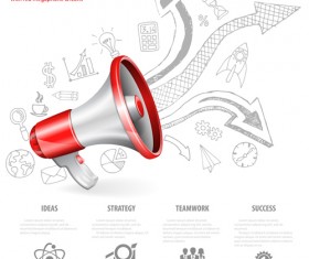 Infographics with red megaphone vector 02