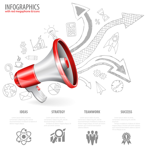 Infographics with red megaphone vector 02
