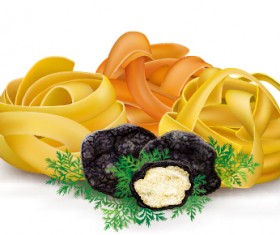 Italian pasta with black truffle vector