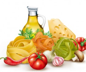 Italian pasta with vegetables design vector 01