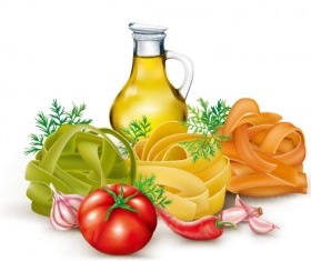 Italian pasta with vegetables design vector 02