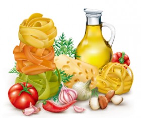 Italian pasta with vegetables design vector 03